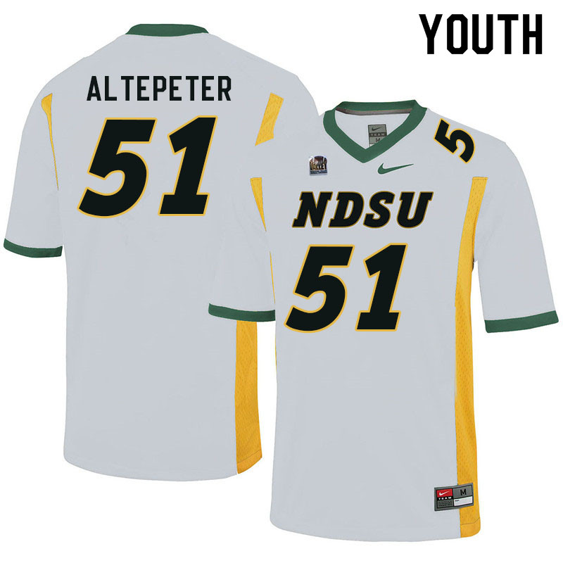 Youth #51 Austin Altepeter North Dakota State Bison College Football Jerseys Sale-White - Click Image to Close
